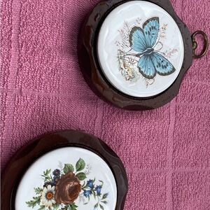 70’s Decorative Wall Plates with Butterfly and Floral Design